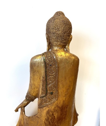 Sculpture Bouddha en bois doré