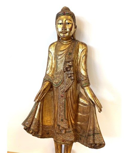 Sculpture Bouddha en bois doré