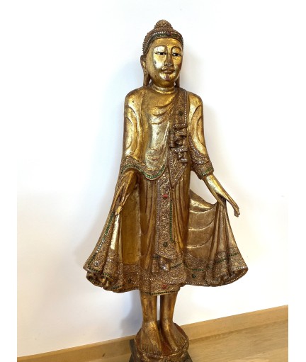 Sculpture Bouddha en bois doré