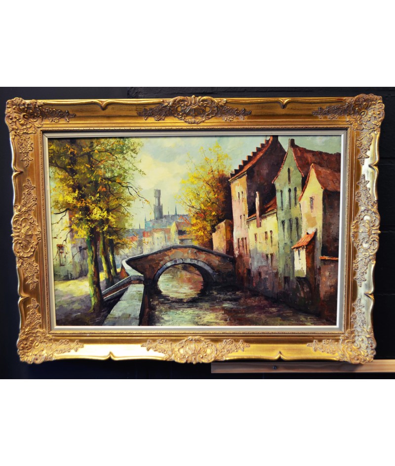 Peinture sur toile 'Le Pont du Village'