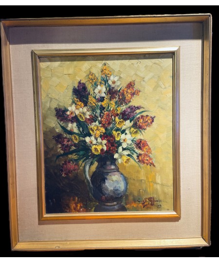 E. Defroyennes 1896- 1977 Peinture sur toile "Nature morte"