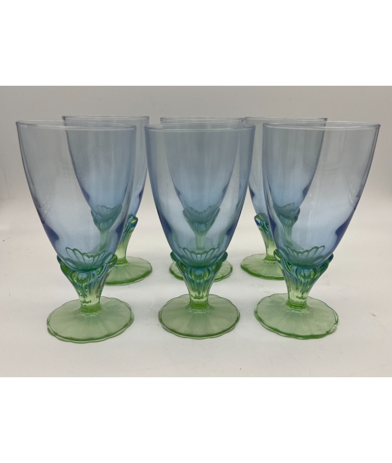 Lot de 6 verres + 2 verres italien Bormioli Rocco Bahia Art Déco