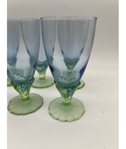 Lot de 6 verres + 2 verres italien Bormioli Rocco Bahia Art Déco