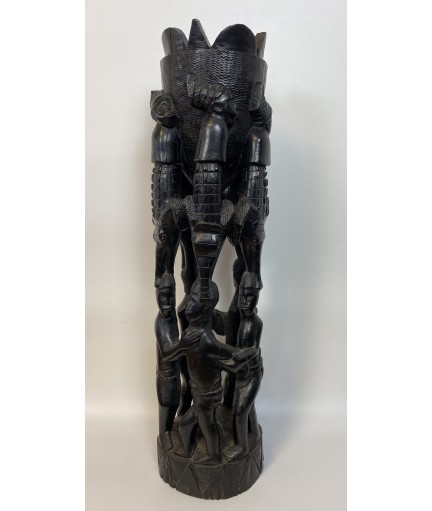 Lot de 3 sculptures en ébène 'Arbre de Vie'